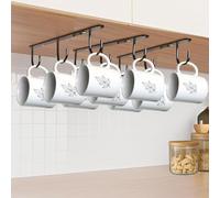 Nmgkokew Insieme di 3 appendi tazze da posizionare sotto l'armadio, supporto per tazze da caffè da appendere sotto lo scaffale, per mostrare tazze da caffè e utensili da cucina, (Nero)