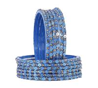 NMII Set di 12 eleganti braccialetti in vetro con pietra di diamante dorato e perline Sitara, per donne e ragazze, braccialetti in vetro da donna, set tradizionale Chudi, 2.4, Vetro, Zirconia