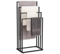 NMK HOME Porta asciugamani nero opaco - piantana a 4 barre - robusto e verniciato a polvere