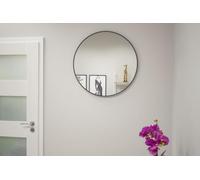 NMK HOME Specchio Rotondo da Parete Moderno 70 cm - Specchiera Bagno con Cornice Nera per Soggiorno e Camera da Letto