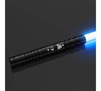 nmoiww RGB 7Colori Cambiabili con Effetti Suoni FX Sciabola Luce Duello, Manico in Metallo Argento Alluminio per Adulti Bambini Cosplay Natale Ricarica USB