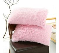 NMSLL Federa in finta pelliccia morbida, confezione da 2 federe, in peluche, per divano letto, arredo per casa, 50 x 70 cm, colore: rosa 3