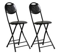 NMVAWIPT 2 Pezzi - Sgabelli Da Bar Imbottiti Pieghevoli, Sedie Da Colazione Da Cucina Con Cuscino For Schienale E Poggiapiedi, Sedie Rotonde Da Cucina(Black)