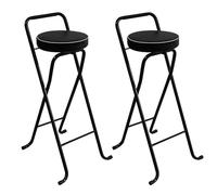 NMVAWIPT 2 Pezzi - Sgabello Da Bar Pieghevole Imbottito E Confortevole, Sedie Alte Rotonde Pieghevoli Da Cucina, Sedia Da Bancone Portatile(Black,75cm/30inch)