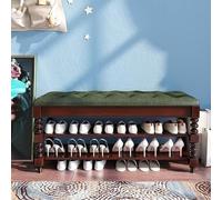 NMVAWIPT Panca Portascarpe A 2 Ripiani Con Piano Ribaltabile E Cuscino Imbottito - Struttura In Legno Massello For Ingresso, Sgabello Contenitore(Color 2,100cm/39.4in)