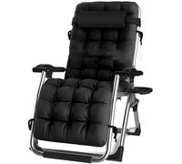 NMVAWIPT Poltrona Reclinabile Extra Larga For Ufficio, Sedia Reclinabile A Gravità Zero For Esterni Con Cuscino, Sedia A Sdraio Regolabile For Patio E Giardino(Black)