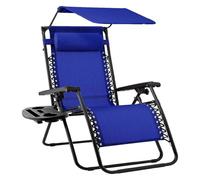 NMVAWIPT Poltrona Reclinabile Pieghevole Da Esterno Con Poggiatesta Regolabile, Parasole E Poggiatesta, Sedia A Sdraio Da Giardino A Gravità Zero(Cobalt Blue)