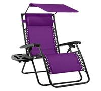 NMVAWIPT Poltrona Reclinabile Pieghevole Da Esterno Con Poggiatesta Regolabile, Parasole E Poggiatesta, Sedia A Sdraio Da Giardino A Gravità Zero(Amethyst Purple)