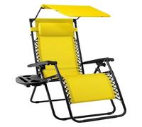 NMVAWIPT Poltrona Reclinabile Pieghevole Da Esterno Con Poggiatesta Regolabile, Parasole E Poggiatesta, Sedia A Sdraio Da Giardino A Gravità Zero(Sunflower Yellow)