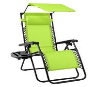 NMVAWIPT Poltrona Reclinabile Pieghevole Da Esterno Con Poggiatesta Regolabile, Parasole E Poggiatesta, Sedia A Sdraio Da Giardino A Gravità Zero(Lime Green)