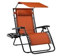 NMVAWIPT Poltrona Reclinabile Pieghevole Da Esterno Con Poggiatesta Regolabile, Parasole E Poggiatesta, Sedia A Sdraio Da Giardino A Gravità Zero(Burnt Orange)