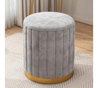 NMVAWIPT Pouf Contenitore Rotondo In Velluto Da 2 Pezzi Con Base Dorata - Nessun Montaggio Necessario For Soggiorno E Camera Letto(Gray,Non-storage)