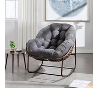 NMVAWIPT Sedia A Dondolo Da Esterno In Rattan, A Reclinabile Con Cuscino Imbottito For Veranda, Soggiorno, Patio(Grey 1)