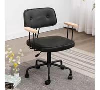 NMVAWIPT Sedia Da Scrivania In Pelle Retrò - Sedia Da Ufficio Ergonomica Girevole Con Ruote - Sedia Da Computer Regolabile For Lo Studio A Casa(Nero)