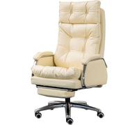 NMVAWIPT Sedia Da Ufficio Ergonomica Big & Tall Executive Con Reclinazione A 155° E Poggiapiedi Retrattile - Sedia Operativa In Similpelle(White)