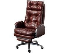 NMVAWIPT Sedia Da Ufficio Ergonomica Big & Tall Executive Con Reclinazione A 155° E Poggiapiedi Retrattile - Sedia Operativa In Similpelle(Reddish Brown)