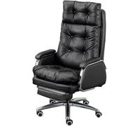 NMVAWIPT Sedia Da Ufficio Ergonomica Big & Tall Executive Con Reclinazione A 155° E Poggiapiedi Retrattile - Sedia Operativa In Similpelle(Black)
