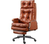 NMVAWIPT Sedia Da Ufficio Ergonomica Big & Tall Executive Con Reclinazione A 155° E Poggiapiedi Retrattile - Sedia Operativa In Similpelle(Amber)