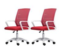 NMVAWIPT Sedia Da Ufficio Ergonomica Girevole Con Supporto Lombare, Altezza Regolabile, Schienale In Rete, Sedia Da Lavoro For Computer(Red-white,2 Pieces)