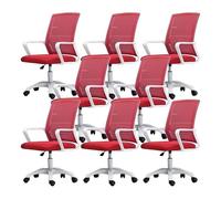 NMVAWIPT Sedia Da Ufficio Ergonomica Girevole Con Supporto Lombare, Altezza Regolabile, Schienale In Rete, Sedia Da Lavoro For Computer(Red-white,8 Pieces)