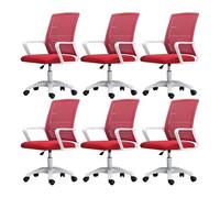 NMVAWIPT Sedia Da Ufficio Ergonomica Girevole Con Supporto Lombare, Altezza Regolabile, Schienale In Rete, Sedia Da Lavoro For Computer(Red-white,6 Pieces)