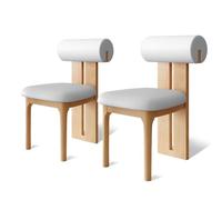 NMVAWIPT Sedie Da Pranzo Moderne Imbottite, Cuscino In Similpelle, Metà Secolo, Gambe In Legno Massello For Ristoranti E Bar(Wood Color+Gray,2pcs)