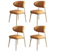NMVAWIPT Sedie Da Pranzo Moderne In Similpelle For Soggiorno, Ufficio, Studio, Sedie Imbottite, Con Seduta Imbottita E Gambe Legno, Schienale Curvo(Natural Wood+Orange,4 chairs)