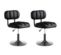 NMVAWIPT Set Di 2 Sgabelli Da Bar In Metallo Alti Fino Al Bancone, Sedia Girevole In Similpelle, Cuscino Spesso, Sgabello Regolabile For Isola Cucina(Black a,Low 2pcs)