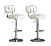 NMVAWIPT Set Di 2 Sgabelli Da Bar In Metallo Alti Fino Al Bancone, Sedia Girevole In Similpelle, Cuscino Spesso, Sgabello Regolabile For Isola Cucina(White B,High 2pcs)