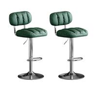 NMVAWIPT Set Di 2 Sgabelli Da Bar In Metallo Alti Fino Al Bancone, Sedia Girevole In Similpelle, Cuscino Spesso, Sgabello Regolabile For Isola Cucina(Green B,High 2pcs)