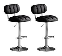 NMVAWIPT Set Di 2 Sgabelli Da Bar In Metallo Alti Fino Al Bancone, Sedia Girevole In Similpelle, Cuscino Spesso, Sgabello Regolabile For Isola Cucina(Black B,High 2pcs)
