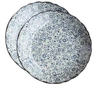 NMVAWIPT Set Di Piatti Piani Profondi In Ceramica Blu E Bianca Da 8 Pollici, Set 2 - Altezza, Forno A Microonde, Lavabile In Lavastoviglie(Color 1)