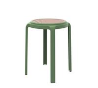 NMVAWIPT Sgabelli Da Pranzo Rotondi In Plastica Tresse 2 Pezzi, Stile Moderno Di Metà Secolo, Impilabili, Senza Schienale, For Cucina, Soggiorno E Spazi Esterni(Green)