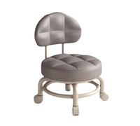 NMVAWIPT Sgabello Basso Girevole Con Cuscino Spesso Da 2 Pezzi For Lavoro A Pavimento, Camera Letto, Cucina E Bagno, Sedia In Pelle PU Mobile Schienale(Gray)