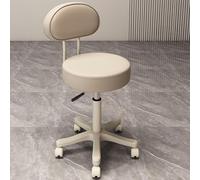 NMVAWIPT Sgabello Da Bar Girevole Regolabile A 360° In Similpelle Con Struttura Metallo For Cucina E Sala Pranzo(Beige |With Back|,Pulley)