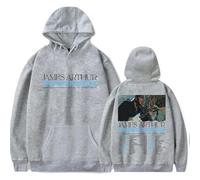 NMYTYUD Jame Arthur The Pisces World Tour 2025 26 Felpa con Cappuccio, Felpe Stampate A Maniche Lunghe, Moda Donna Uomo Regalo Fashion,Grigio,3XL
