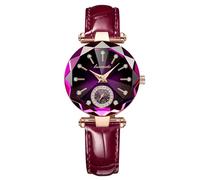 NN Ben Nevis Orologio da donna con elegante cinturino in pelle, alla moda, analogico, creativo, quadrante con diamanti, regalo per matrimonio, anniversario, compleanno, 02-purplered, giapponese