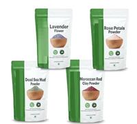 NN Dead Sea Mud, Moroccan Red Clay, Rose Petals powder, Lavender Dried Flowers for Skin and Face Pack (Pack of 4) 350g