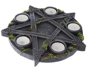 NN Designs Wiccan Pentagram Tea Light Holder Gothic Witch Candle Holder NUOVO
