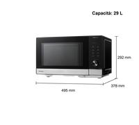Panasonic NN-SD38QSEPG 29L - Microonde Solo, 1000 W, scongelamento automatico, 11 programmi automatici, timer, nero e acciaio inossidabile