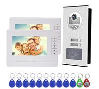 NN99 Videocitofono campanello citofono Kit sistema 7 pollici chiaro display RFID accesso telecamera citofono, IR visione notturna, handfree, max a 100 metri (1 Camera + 2 Screens)