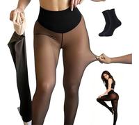NNBWLMAEE 2026 New Magic Bare-Leg Look Fleece Lined Tights for Women, Plus Size Velvet Tan Leggings, Sheer Look Thermal Shaping Tights, Women Thick Snatch Waist Stay Warm (Tan,M/L (130-185LB))