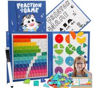 NNBWLMAEE 2026 New Magnetic Fraction Demonstration Book for Kids, 102 PCS Magnetic Fraction Tiles & Fractions Circles, Educational Puzzle Math Manipulatives Disc Set for Classroom Homeschool (A)