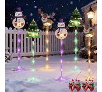 NNBWLMAEE 6-pack of moving Christmas lights, LED Waterproof Solar Christmas Lights Outdoor Decorations, Battery & Solar Powered Decor for Pathway, Lawn & Porch (B,Battery)