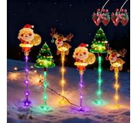 NNBWLMAEE 6-pack of moving Christmas lights, LED Waterproof Solar Christmas Lights Outdoor Decorations, Battery & Solar Powered Decor for Pathway, Lawn & Porch (A,Battery)