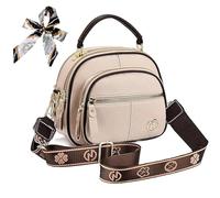 NNBWLMAEE Bousalutend Crossbody Bag, Classic Multifunctional Compartments Adjustable Wide Shoulder Strap Leather Shoulder Handbags (Light Khaki)