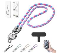 NNBWLMAEE C to C 240W Charging Cable with Wearable Bracelet Design, 5A Fast Charging Cable with Wrist Strap Lanyard, 47/11.8In 240w Fast Charging USB C to USB C Cables, for Tablet, Phone (Pink,47in)