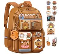 NNBWLMAEE Capybara Backpack, Capybara Cute Kawaii Kapibala Kids School Backpack, Waterproof, with Reflective Strips, Aesthetic School Bag for Girls Kids Boys Teenage (F)