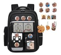 NNBWLMAEE Capybara Backpack, Capybara Cute Kawaii Kapibala Kids School Backpack, Waterproof, with Reflective Strips, Aesthetic School Bag for Girls Kids Boys Teenage (H)