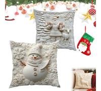 NNBWLMAEE Christmas Cushion Covers Set of 4, 2026 New Christmas Themed Cushion Cover, Soft Comfortable Single Side Printing Decorative Cushions, for Home Living Room (2PCS-1,19.6 * 19.6in)